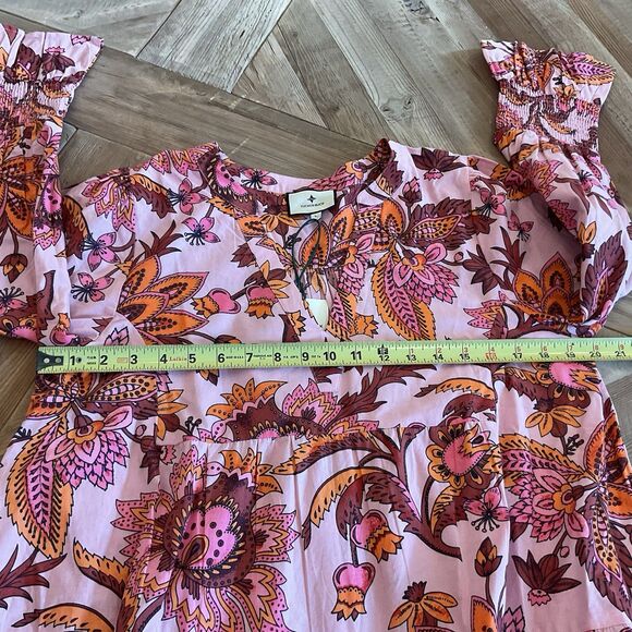 Tuckernuck Pink Ornate Chintz Boho Dress‎ Size L Long Sleeve Tiered Floral NWT - Picture 10 of 11